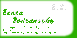 beata modranszky business card