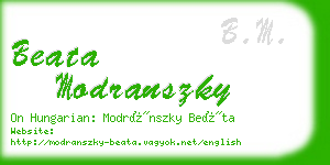 beata modranszky business card